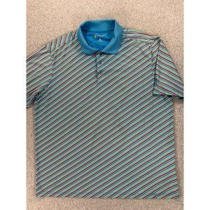 St Andrews Of Scotland‎ Striped Short Sleeve Golf Polo Shirt (Men's XL) Blue